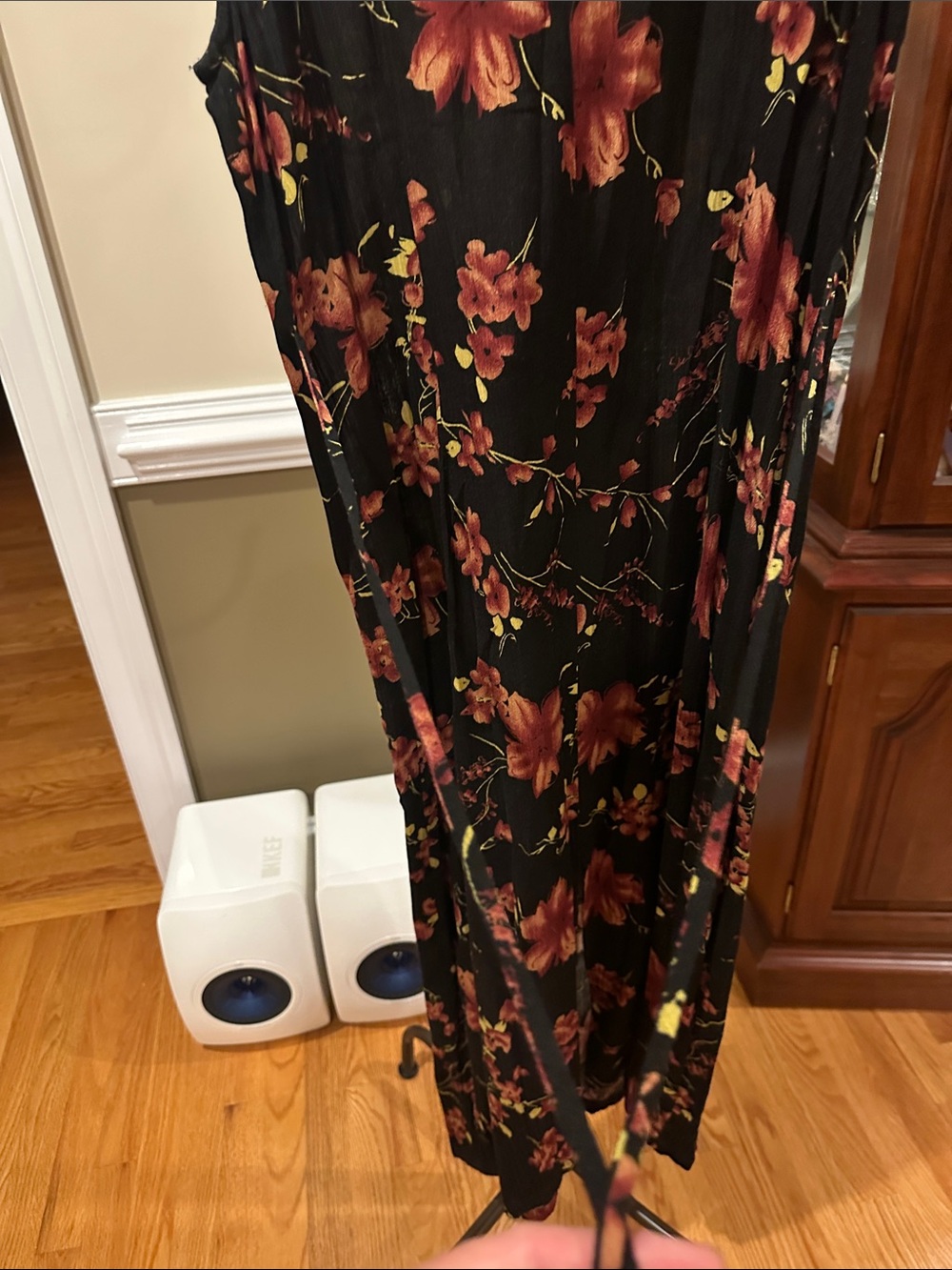 Northern Reflections Black Floral Maxi Dress with Rust and Olive Details - Picture 4 of 6